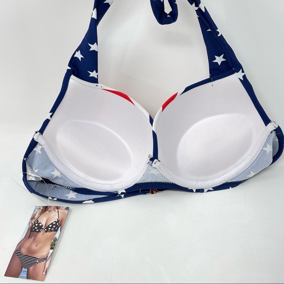 NWT! USA 2 Piece Bikini Set w/ Padded Halter Push Up Top & Belted Bikini Bottoms - Picture 6 of 11